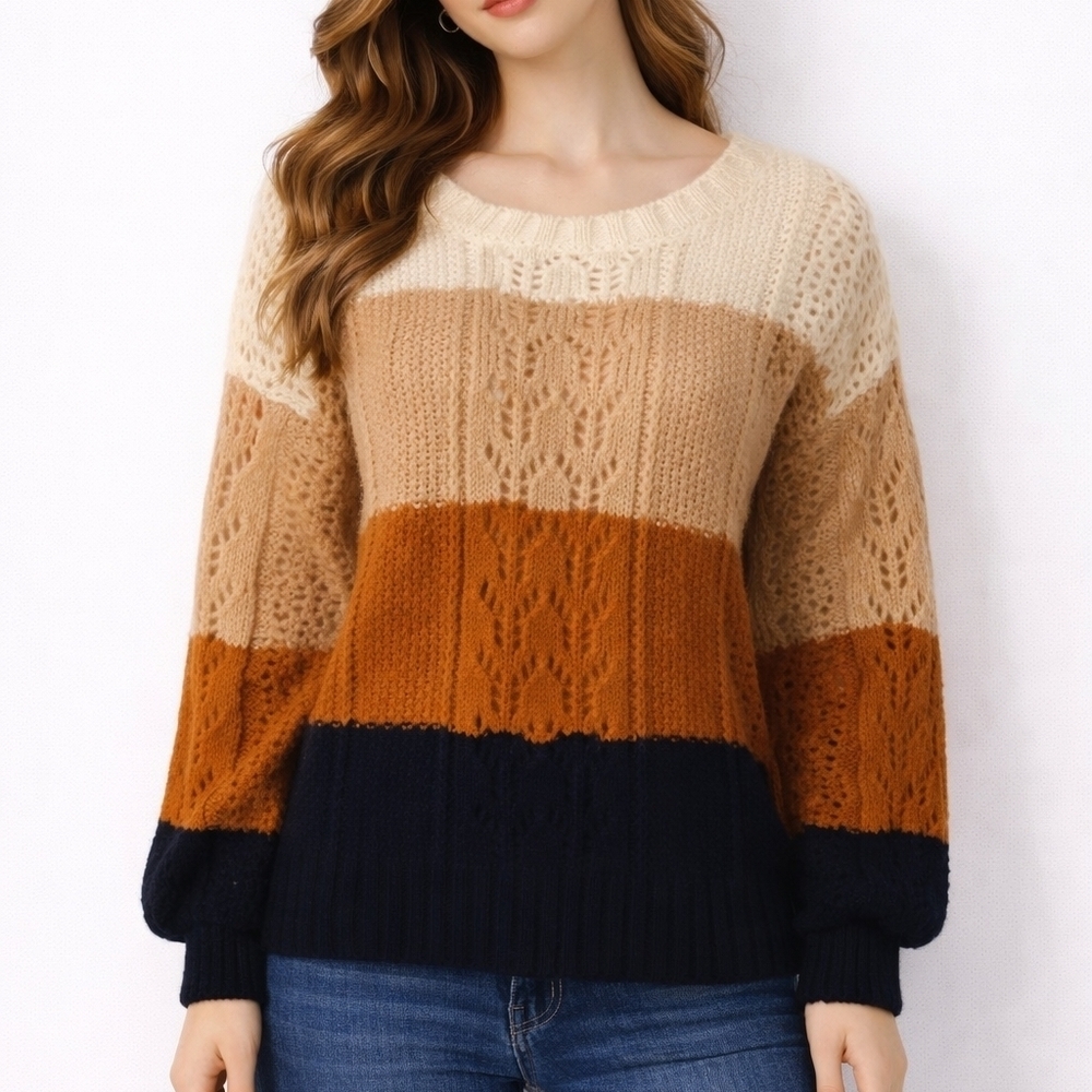 HARPER HERITAGE Colorblock Peekaboo Sweater Medium